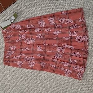 Pleated midcalf silk skirt